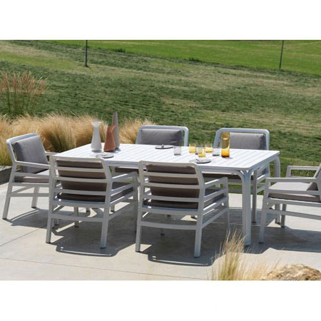 Комплект стол Alloro 210 Extensible+6 стульев Aria Bianco Grigio