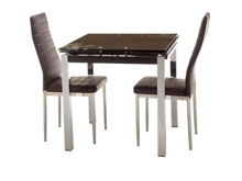 Комплект стол T-222 белый + 2 стула N-16 серебряный