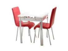 Комплект стол T-255 снежно белый + 2 стула N-16 красный