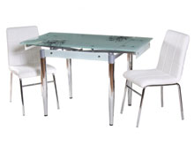 Комплект стол T-275 белый + 2 стула N-40 блестящий белый