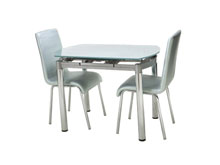 Комплект стол T-239 черный + 2 стула N-66 молочный