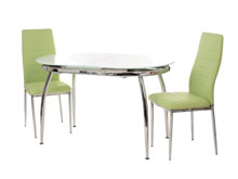 Комплект стол T-270 снежно-белый + 2 стула N-66 оливковый