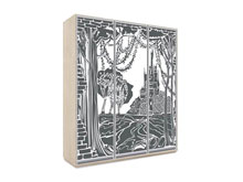 Трехдверный шкаф-купе В216 с пескоструем