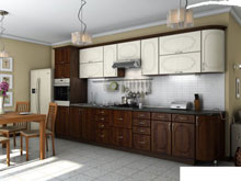 Кухня Сансет ясень жемчужный / орех темный (3,9 м)