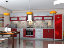 Кухня Гламур бордо металлик / серый металлик (3,8 м)