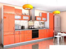 Угловая кухня Гламур оранж металлик (3,9 м)