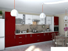 Кухня Гламур белый металлик / бордо металлик (4,6 м)
