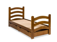 Кровать тонированная, с ящиками и фигурными быльцами