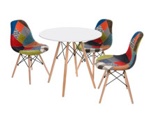 Комплект стол TM-36 белый + 4 стула M-08 небесно голубой