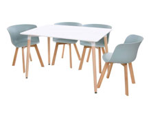 Комплект стол TM-35 белый + 2 стула M-08 небесно-голубой