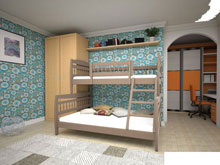 Двухъярусная кровать Комби Сосна 90/140Х200