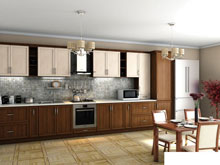 Кухня Контур дуб молочный / орех темный (4,5 м)