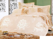 Полуторный жаккардовый комплект постельного белья 3D-084