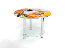 Круглый журнальный стол с полкой Nice breakfast 60х60