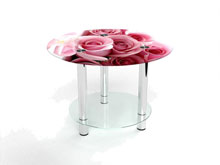Круглый журнальный стол с полкой Pink Roses 60х60