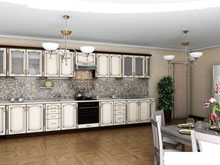 Кухня Сансет ольха темная тисненая (2,4х2,5 м)