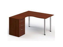 Стол угловой Стандарт 138х138х74 на хром-опорах с тумбой на 3 ящика