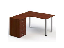 Стол угловой Стандарт 158х158х74 на хром-опорах с тумбой на 4 ящика