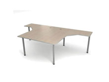 Столы угловые сдвоенные 158х276х75.5 на общем металлокаркасе