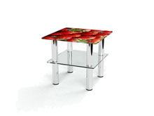 Круглый журнальный стол с полкой Strawberry 60х60
