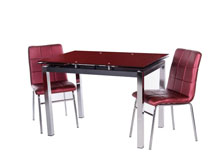 Комплект стол T-231 черный + 2 стула N-10 черный белая строчка