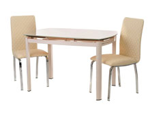 Комплект стол T-282 снежно-белый + 2 стула N-40 черный